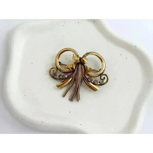 Vintage Ribbon Tassle 12k Gold Filled Retro Brooch Pin